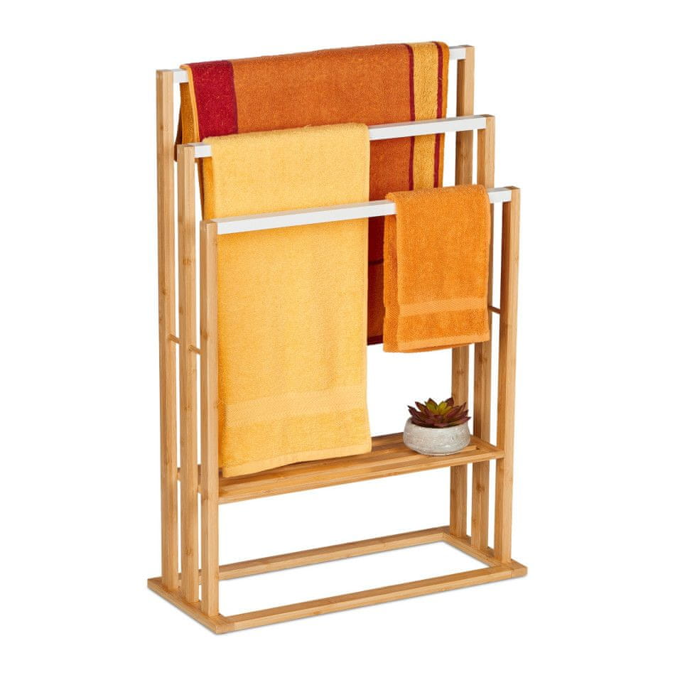 Relax Bambusový stojan na uteráky s policou, 46299